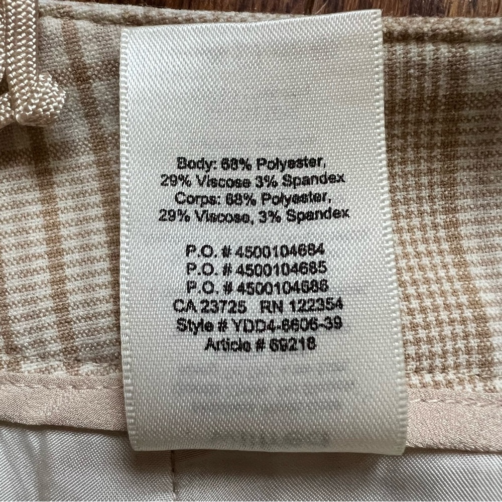 Aritzia Wilfred Beige White Plaid Jallade Tie Front Trousers Pants - Sz 8 - Picture 11 of 15